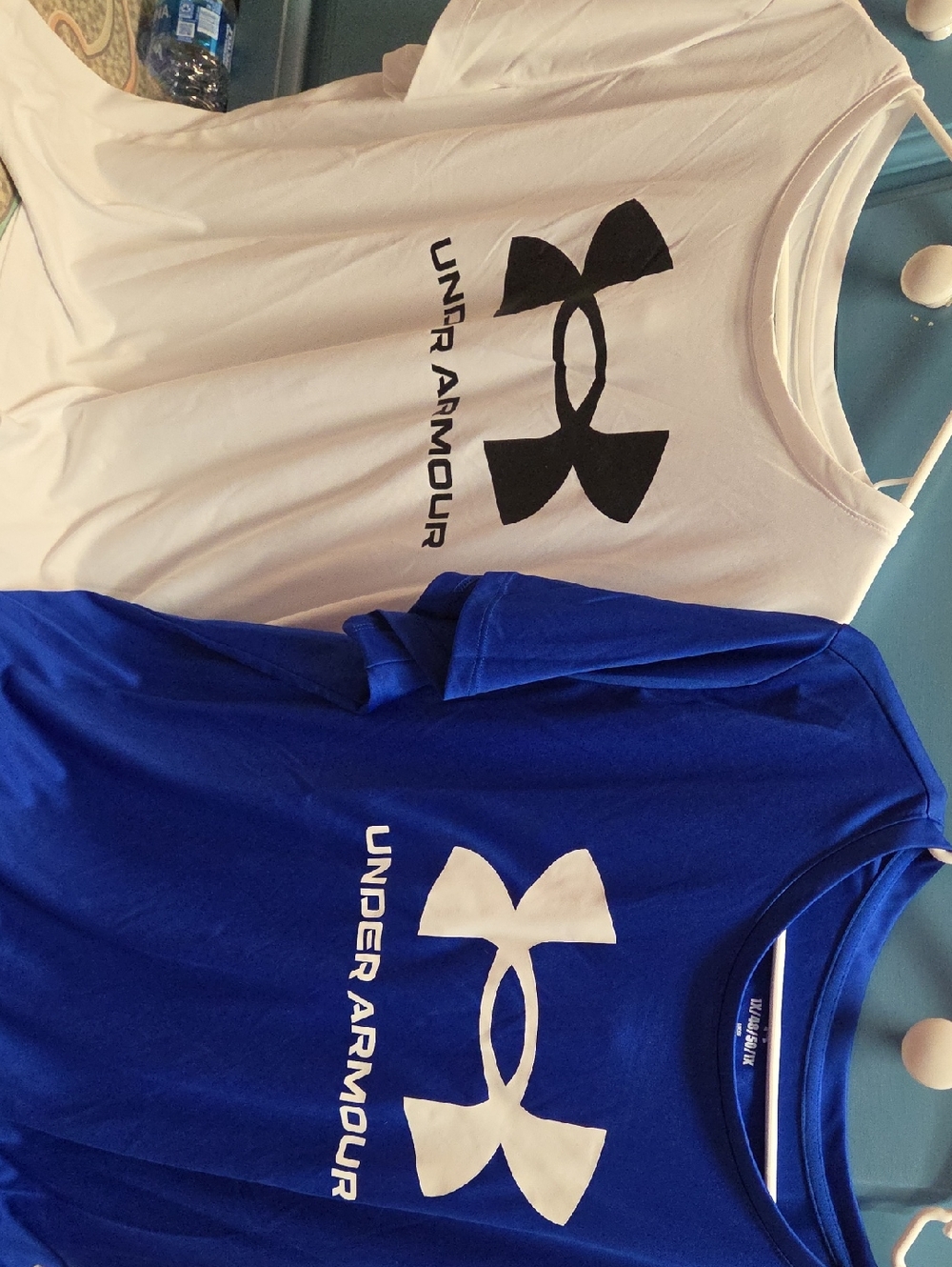 Under Armour Kids Tank Tops in White and Royal Blue